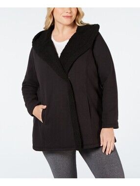 Ideology Womens Activewear Plus Size Fleece Lined Hooded Jacket Size 1X